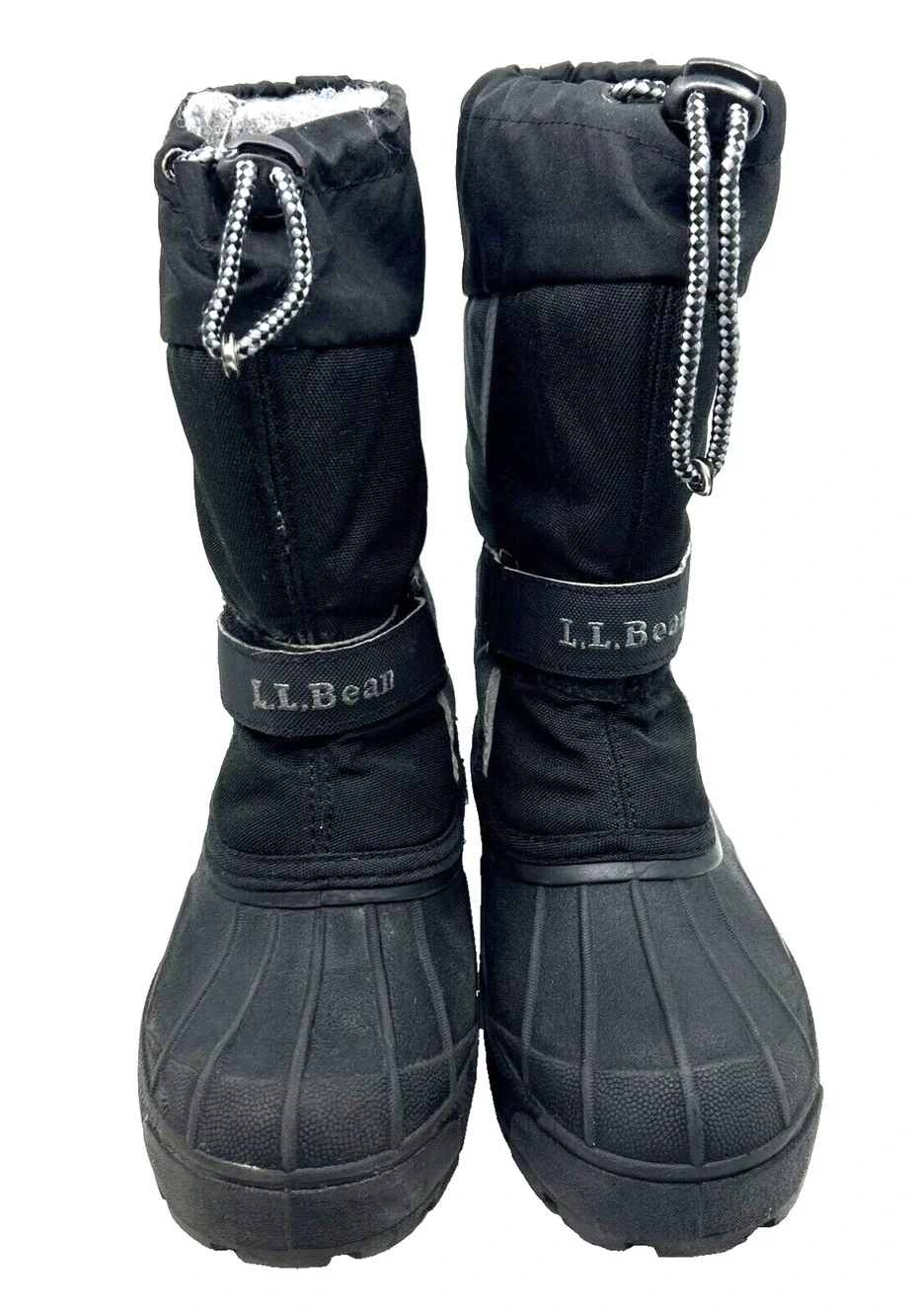 LL Bean Kids Northwoods Lined Snow Boots Sz 13 Black/Gray Pull On